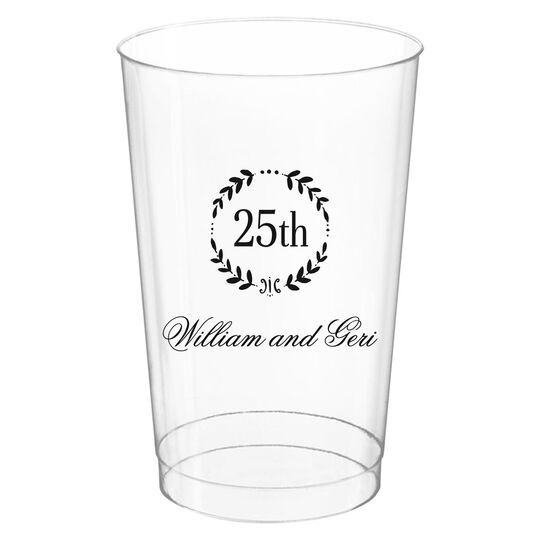 25th Wreath Clear Plastic Cups